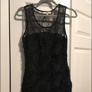 ya Los Angeles black rose petal mini dress